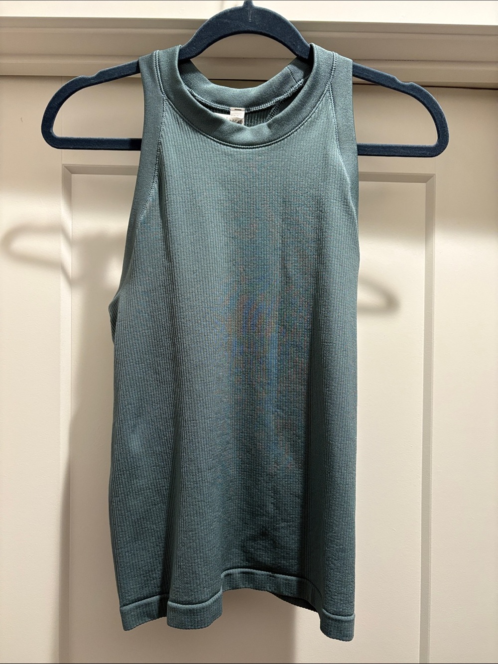 Athleta Ribbed High-Neck Racerback Tank in Sage Green